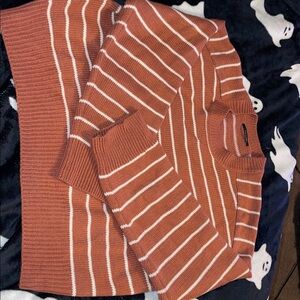 Tahari orange and white striped sweater